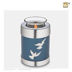 Divine Flying Doves Tealight urn Blue&Bru Pewter